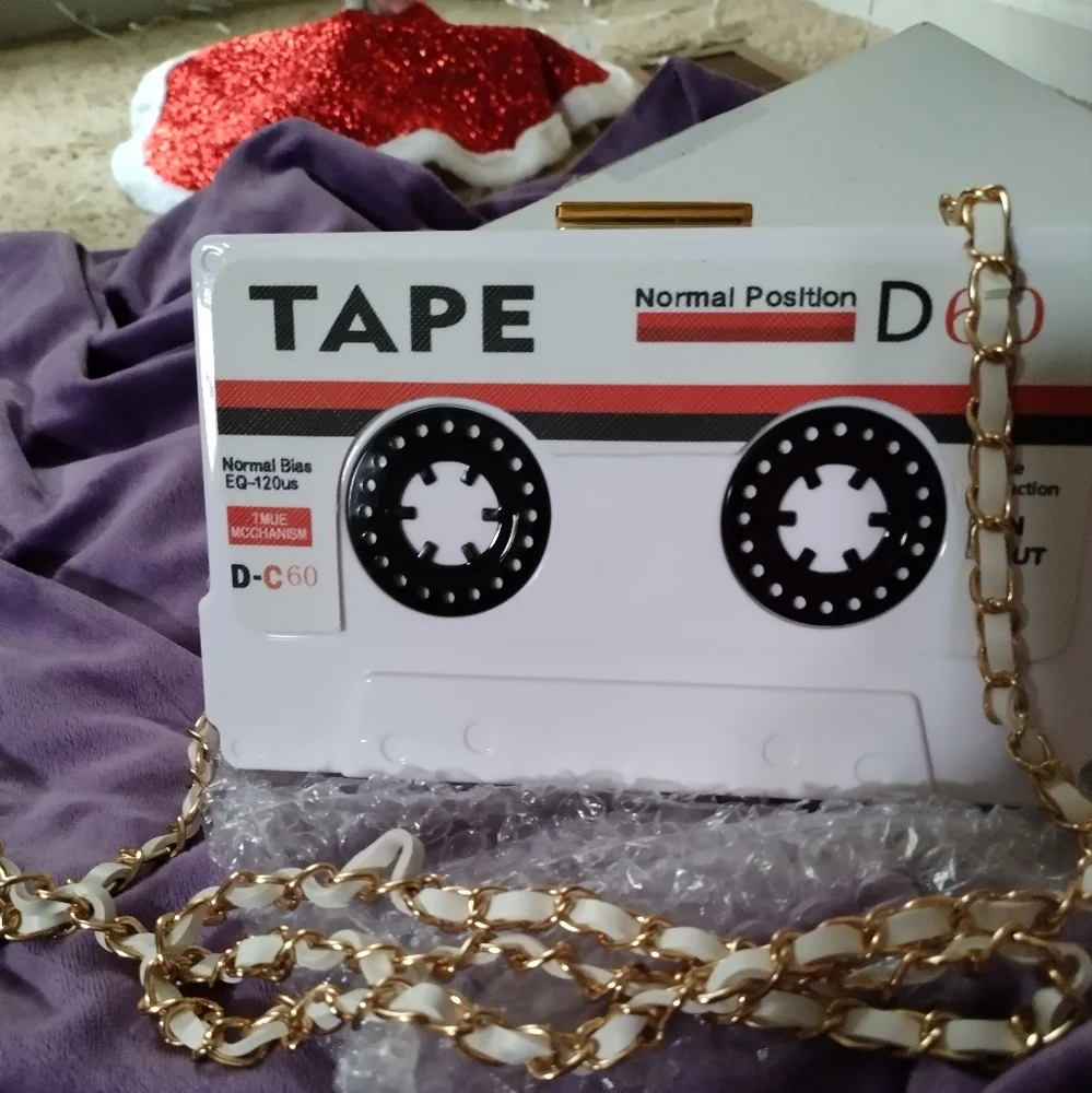 Black and white cassette tape purse - Picture 1 of 4